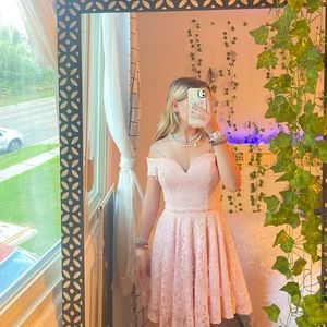 B. SMART brides made/ flower girl dress! floral lace print pink dress!